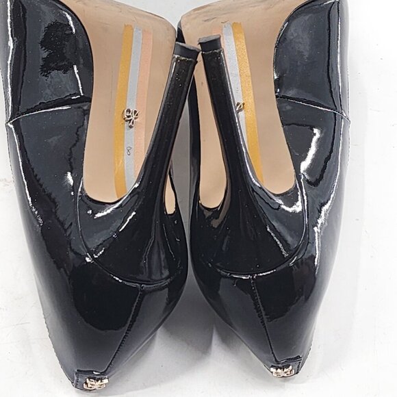 SAM EDELMAN Hazel Black Gold Simmer Patent Leather Stiletto Dress Pump - Picture 8 of 10